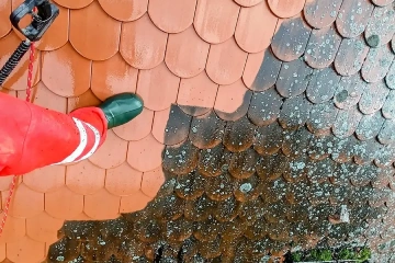 mycie dachu w trakcie pracy – usuwanie mchu i zabrudzeń z połaci dachowej.webp